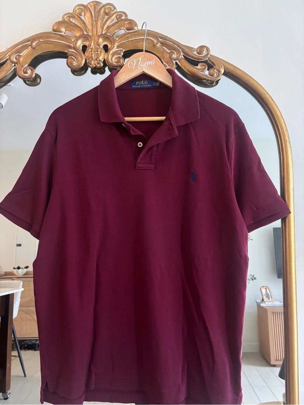 Ralph Lauren Men's Polo Shirt in Burgundy with Navy Logo
